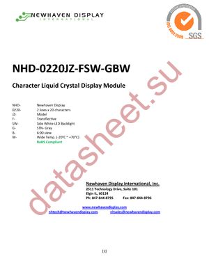 NHD-0220JZ-FSW-GBW datasheet  
